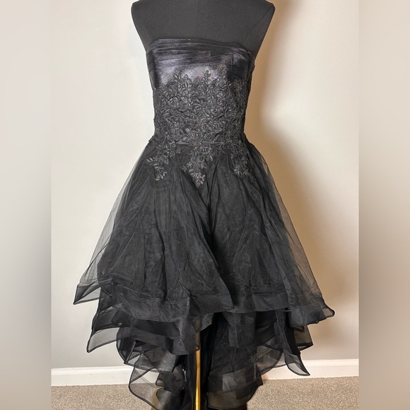 Brand new, never worn black lace strapless high low evening gown - Picture 5 of 5